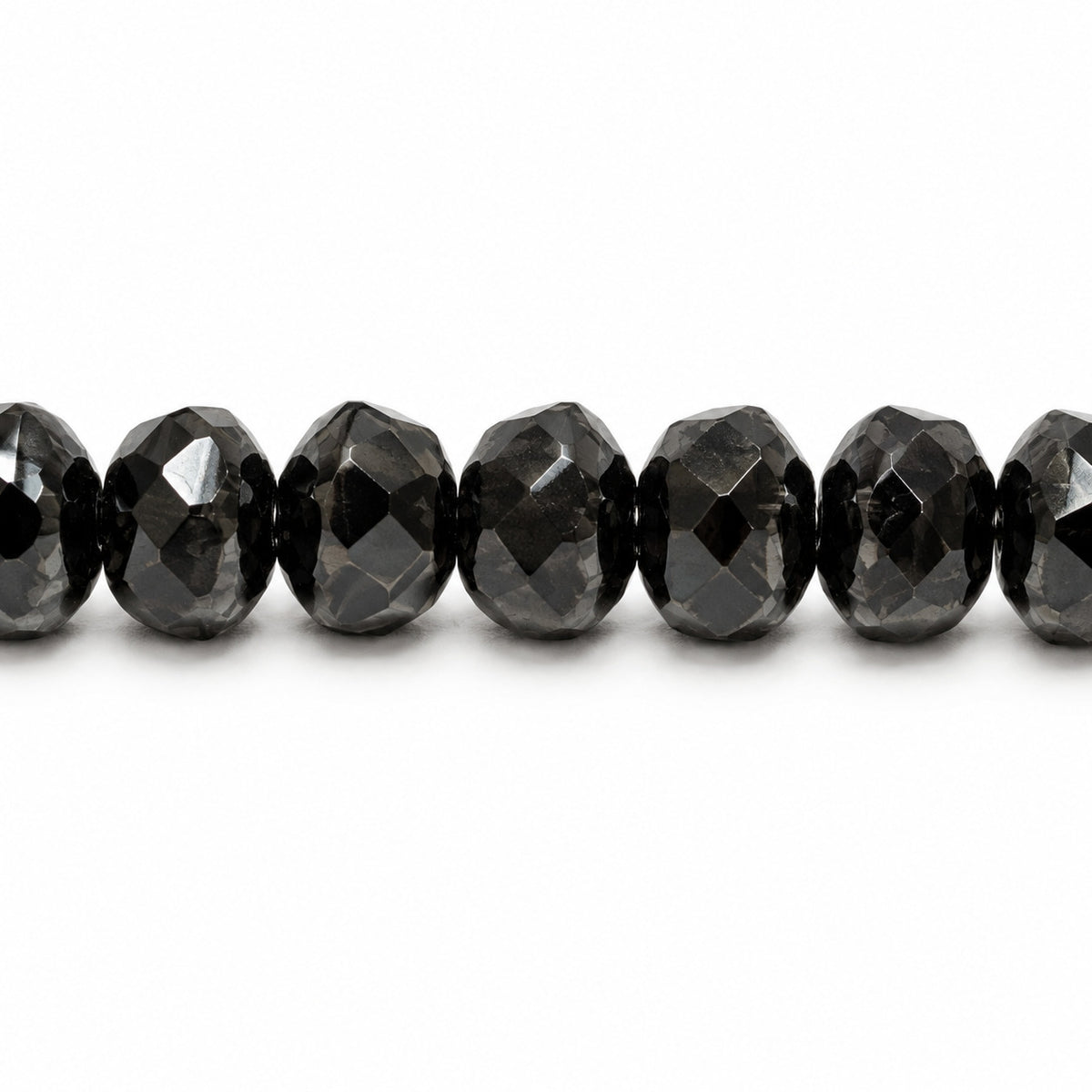 Rondelle Faceted Fire Polish Beads, Black Platin (23980-13702), Glass, Czech Republic
