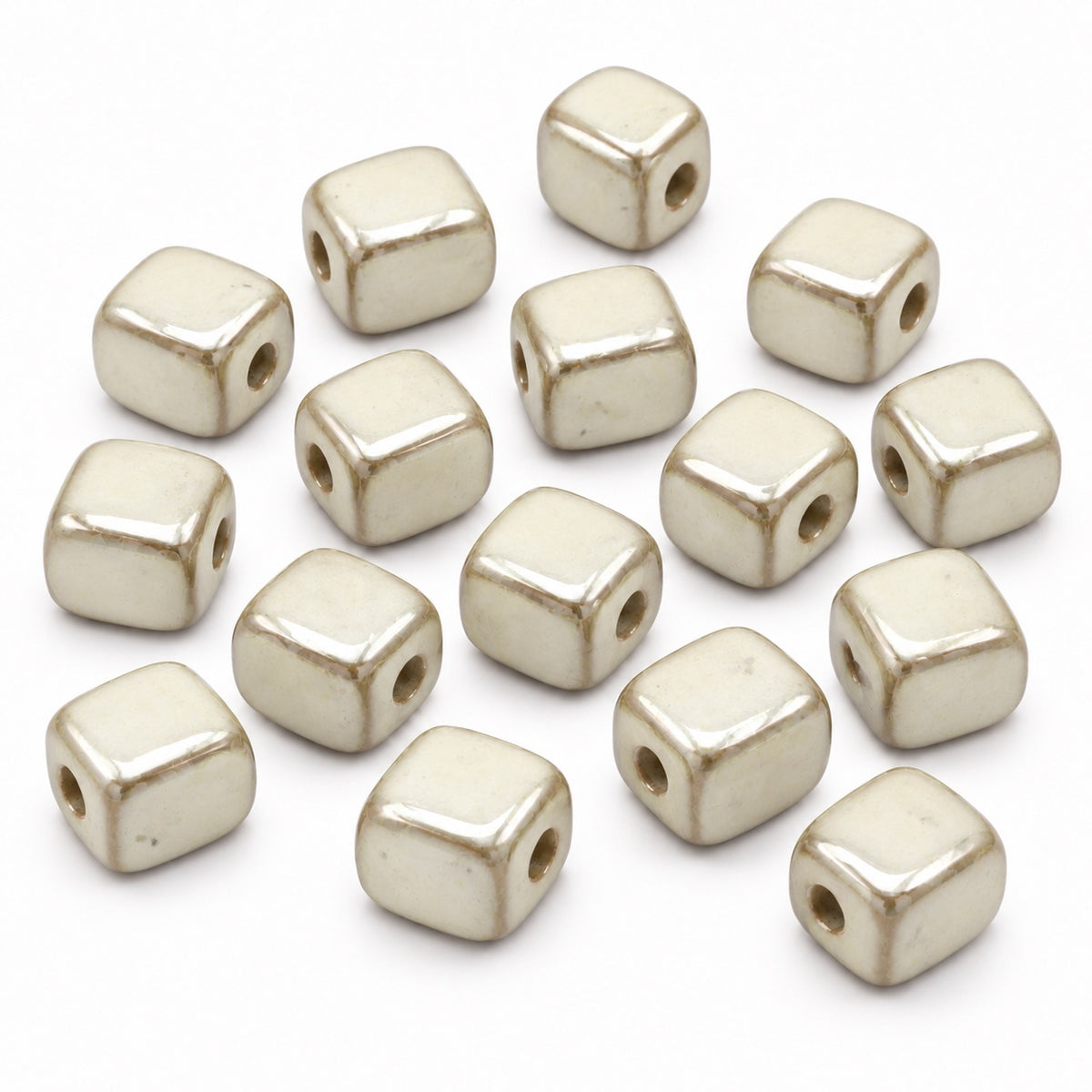 Cube Beads, White G1902 (02010-g1902), Glass, Czech Republic