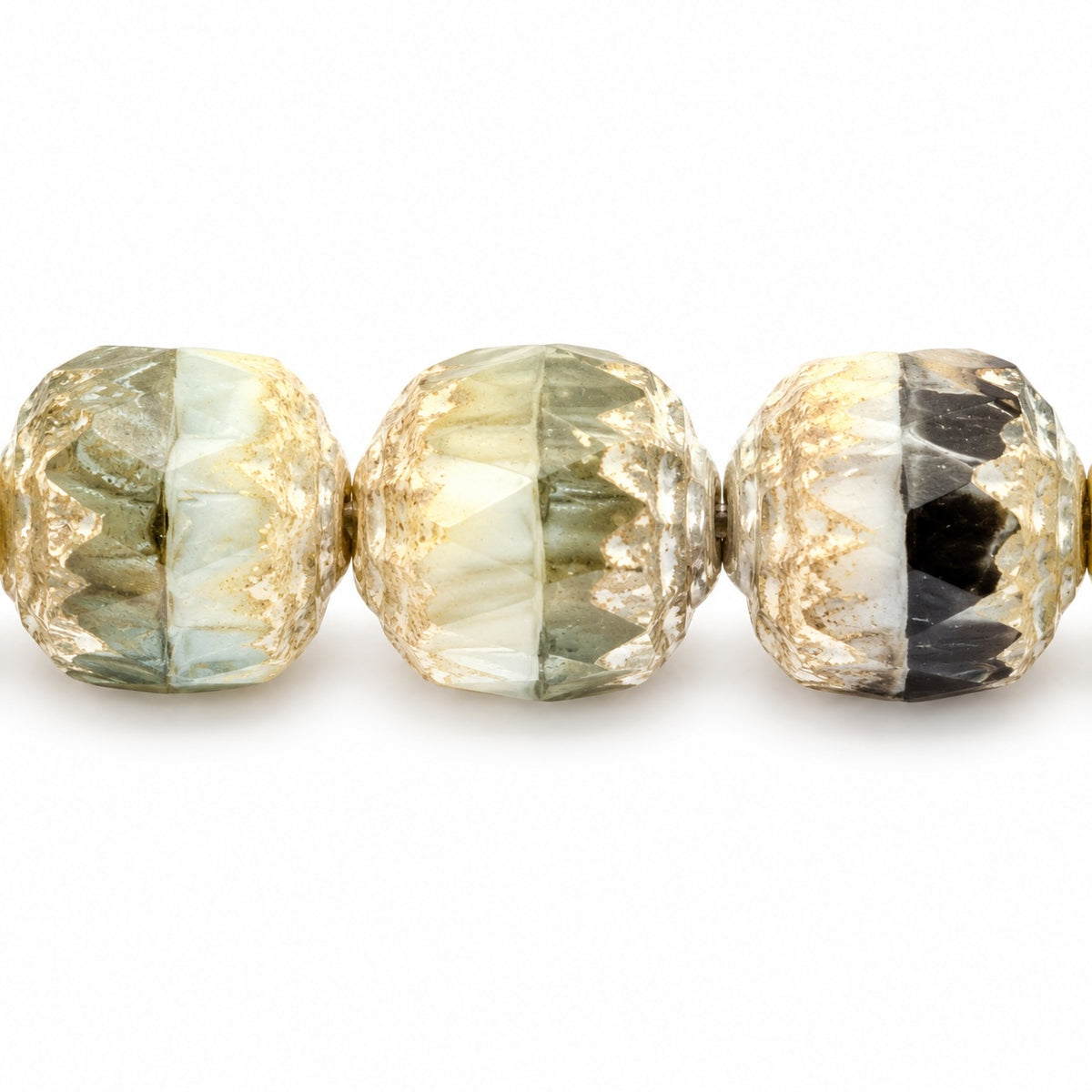 Cathedral Faceted Fire Polished Beads, X3073 Antique Silver Patina (x3073-81002), Glass, Czech Republic