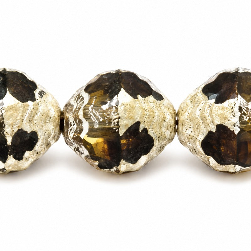 Wasp Special Cut Faceted Fire Polished Beads, X3167 Antique Silver Patina (x3167-81002), Glass, Czech Republic