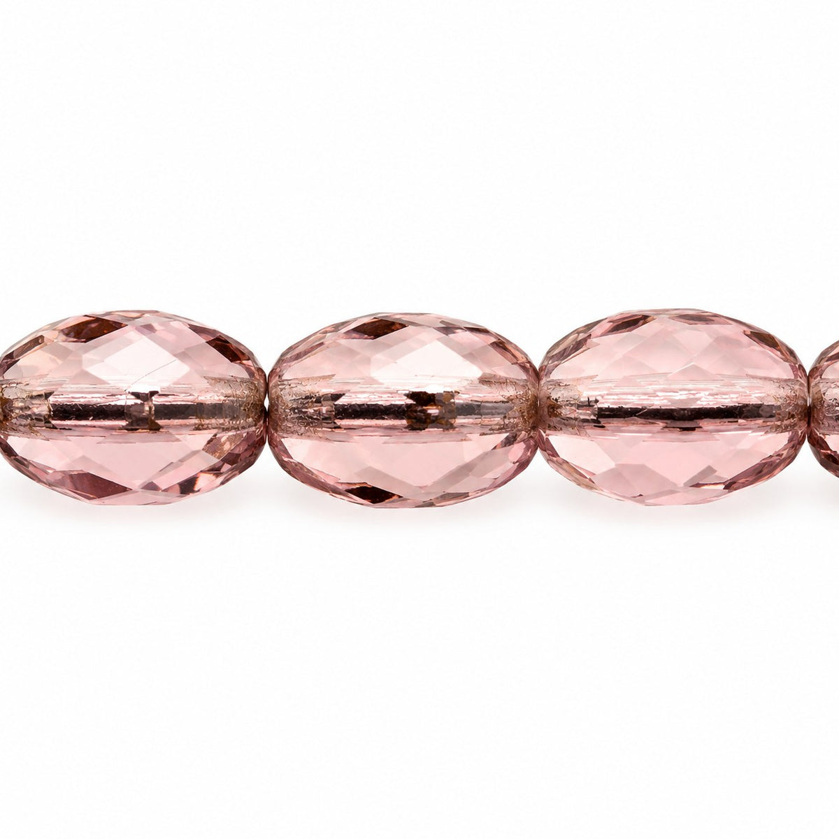 Oval Faceted Beads, Transparent Light Amethyst (20030), Glass, Czech Republic