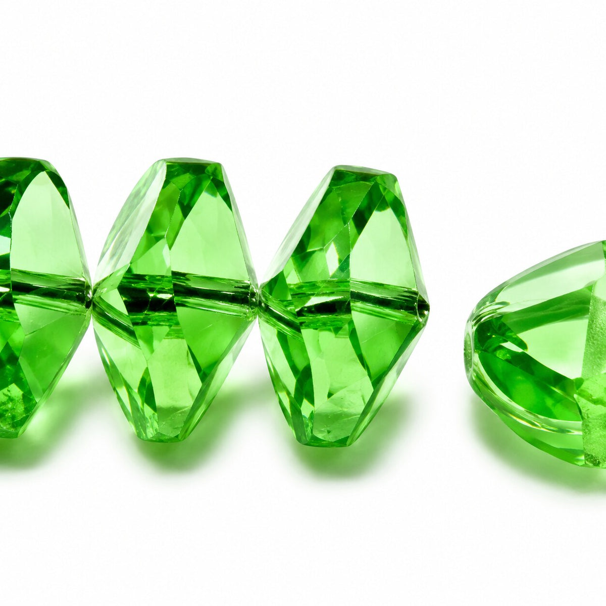 Faceted Special Cut Beads Rivoli, Transparent Green (50510), Glass, Czech Republic