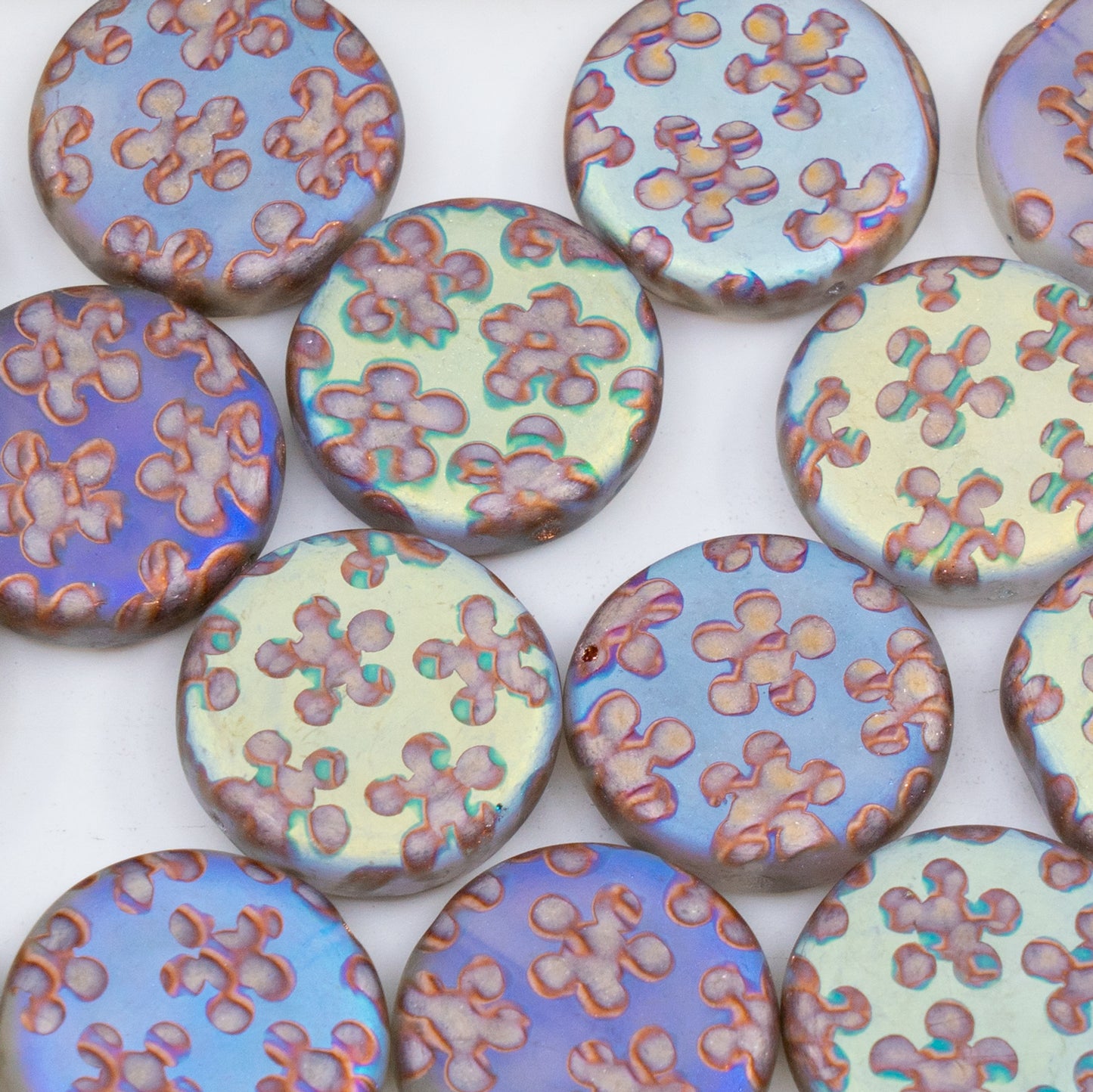 OUTLET 250g/50g Coin Beads, 17 x 17 mm, Batika Mixed Colors 204 (BATIKA-MIX-204), Glass, Czech Republic