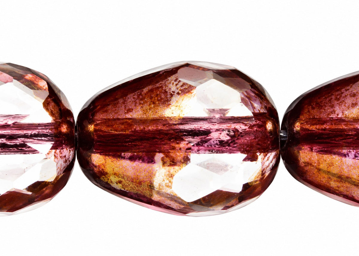 Fire Polished Faceted Teardrop Beads, Crystal Senegal Violet (00030-15695), Glass, Czech Republic