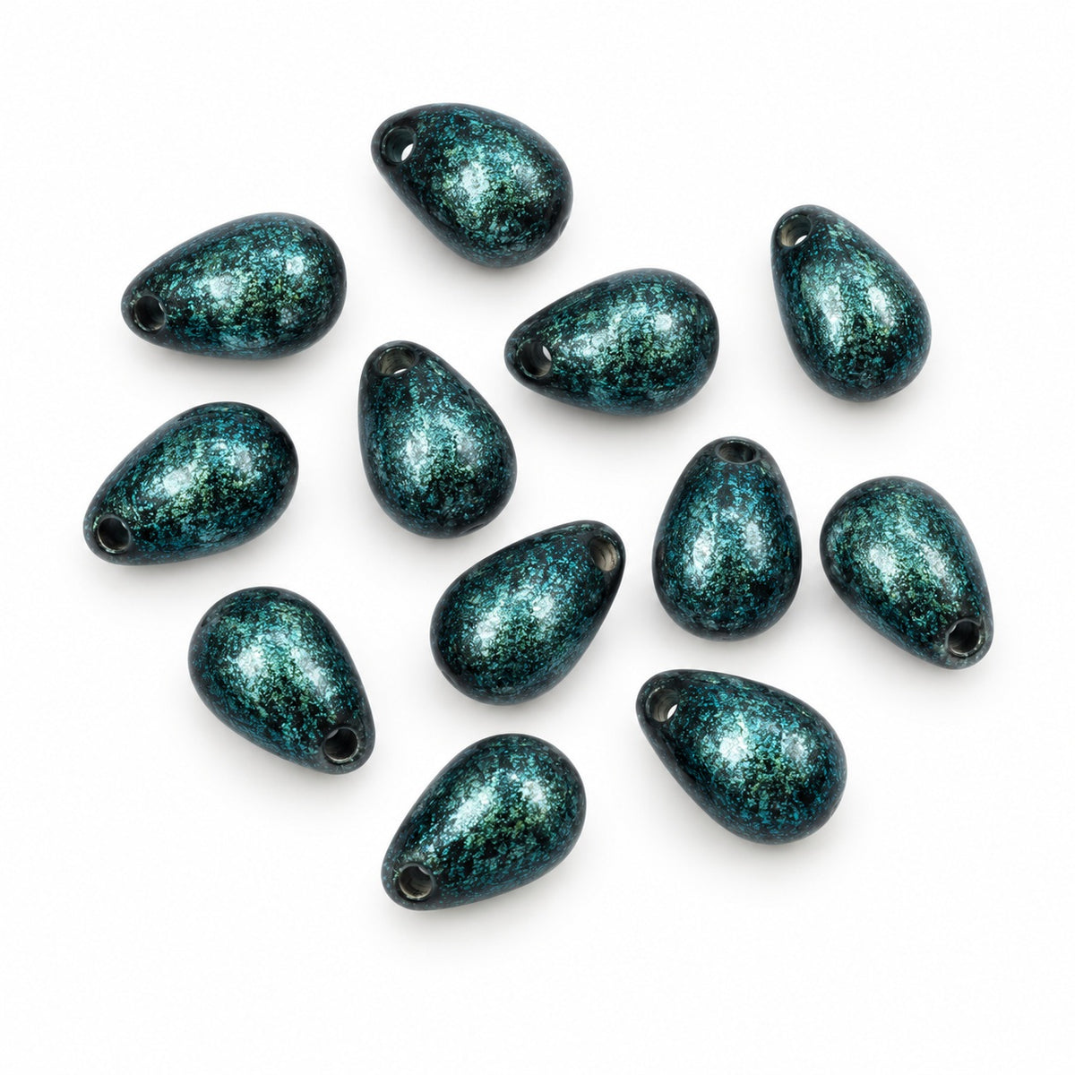Drop Beads, Black Green Purple Shade (23980-79303), Glass, Czech Republic