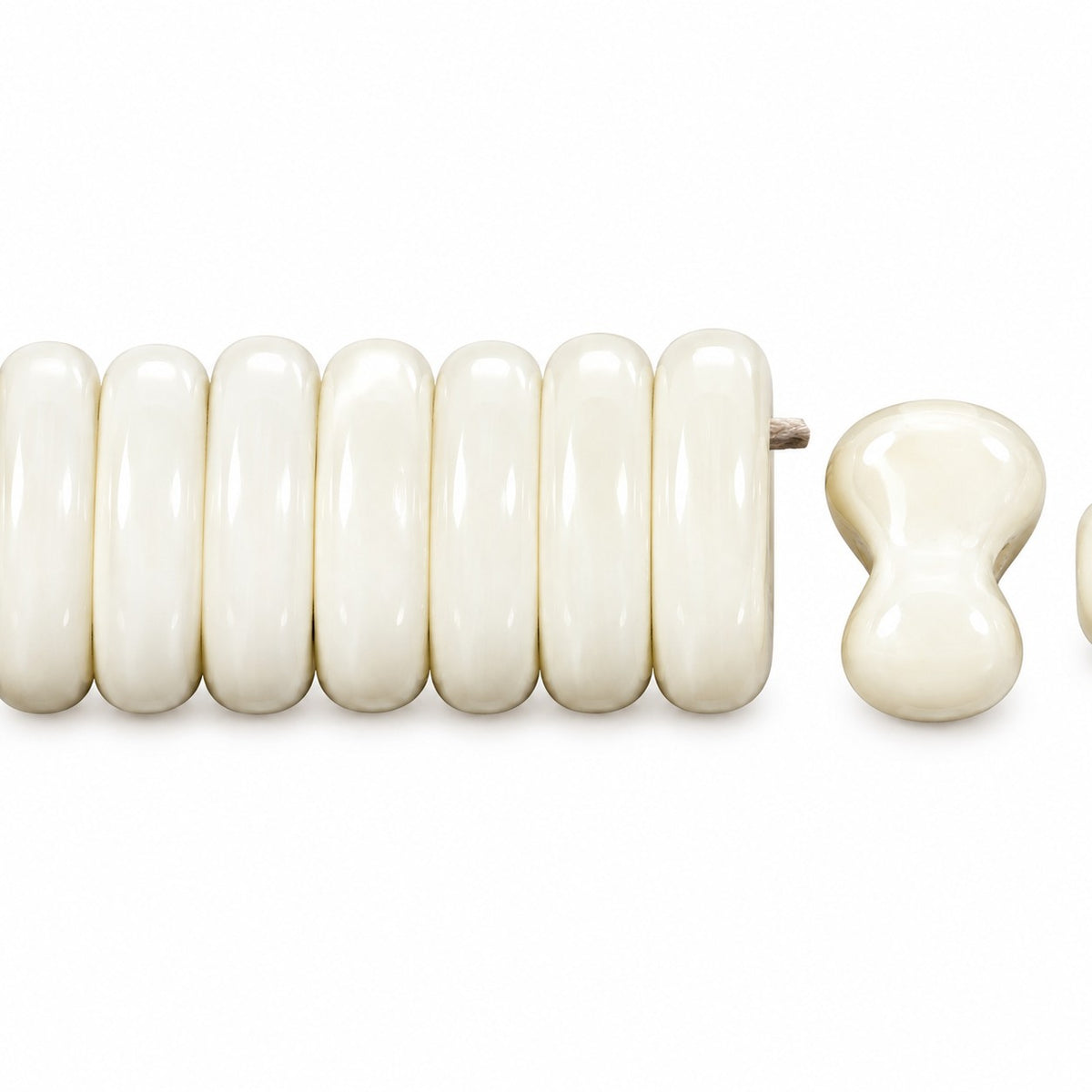 2-Hole Pressed Beads, Chalk White (3000), Glass, Czech Republic