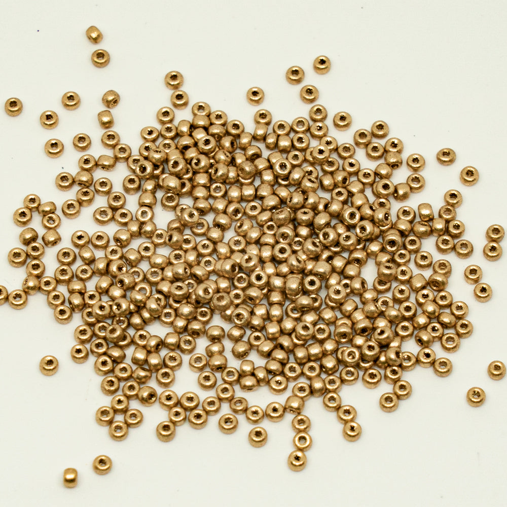 Preciosa Ornela Seed Beads, (01710) Semi Matte Aztec Pale Gold