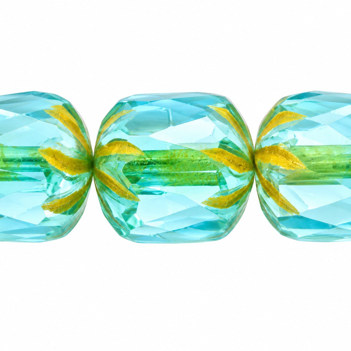 Fire Polished Faceted Cathedral Beads, Transparent Aqua 47580 (60020-47580), Glass, Czech Republic