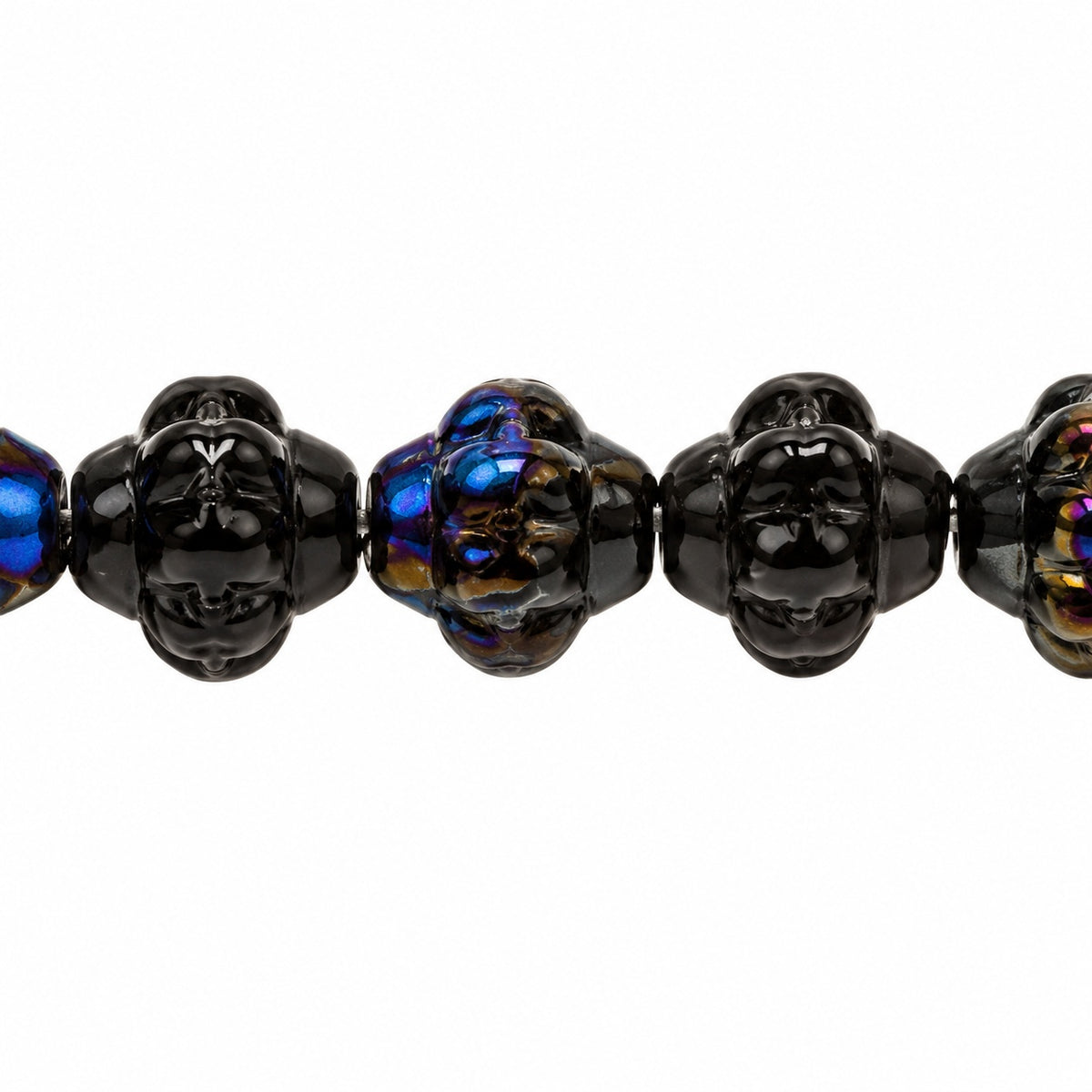Spinner Beads, Black 22201 (23980-22201), Glass, Czech Republic