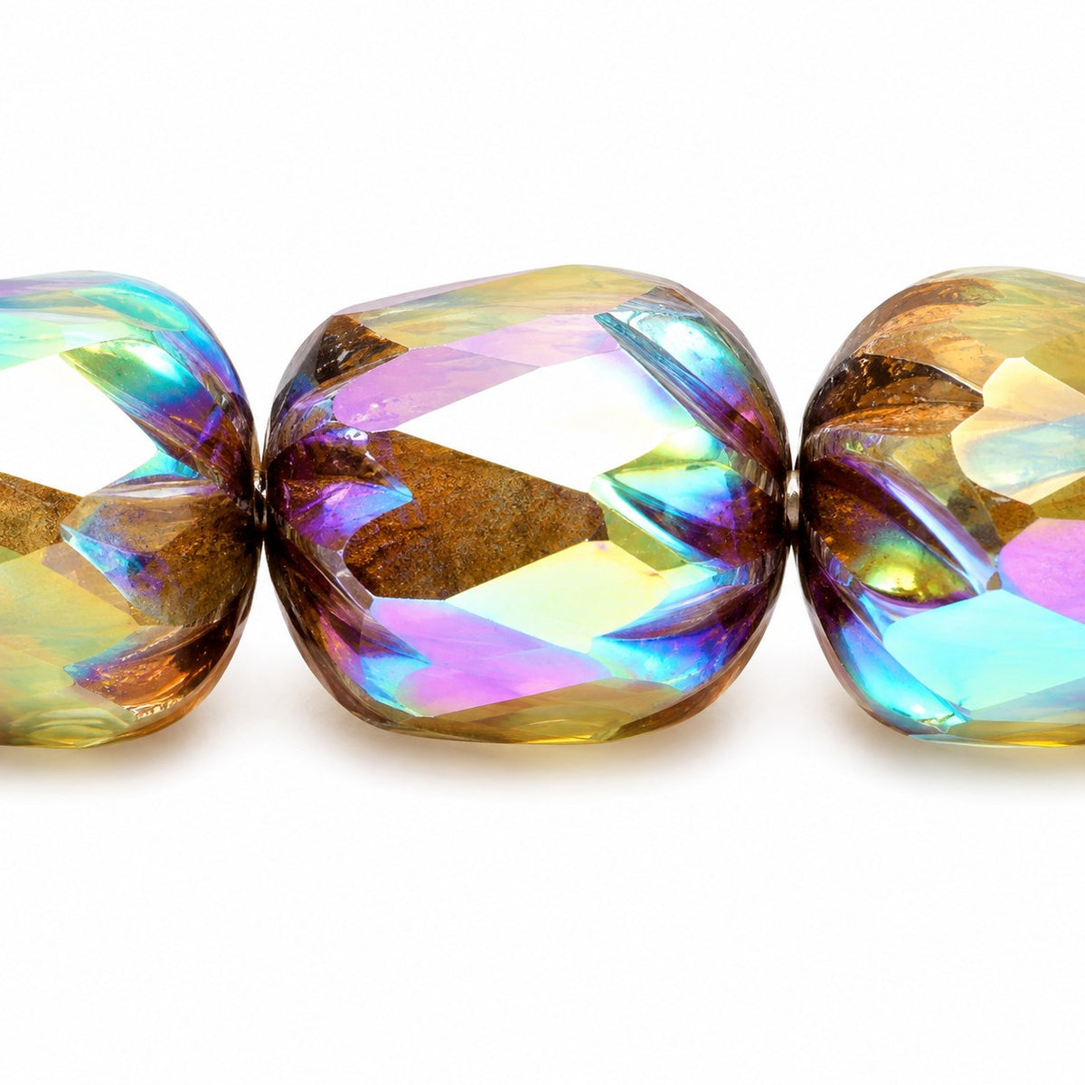 Faceted Fire Polished Beads Special Cut, X1141 Luster Violet Full Coated Ab (x1141-14496-28701), Glass, Czech Republic