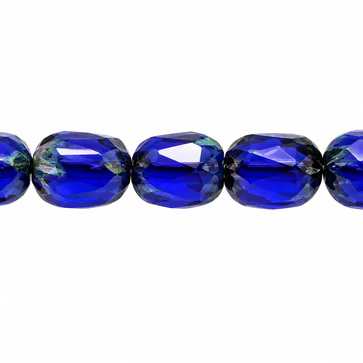 Faceted Fire Polished Beads Special Cut, Transparent Blue Stain Strong (30080-86805), Glass, Czech Republic