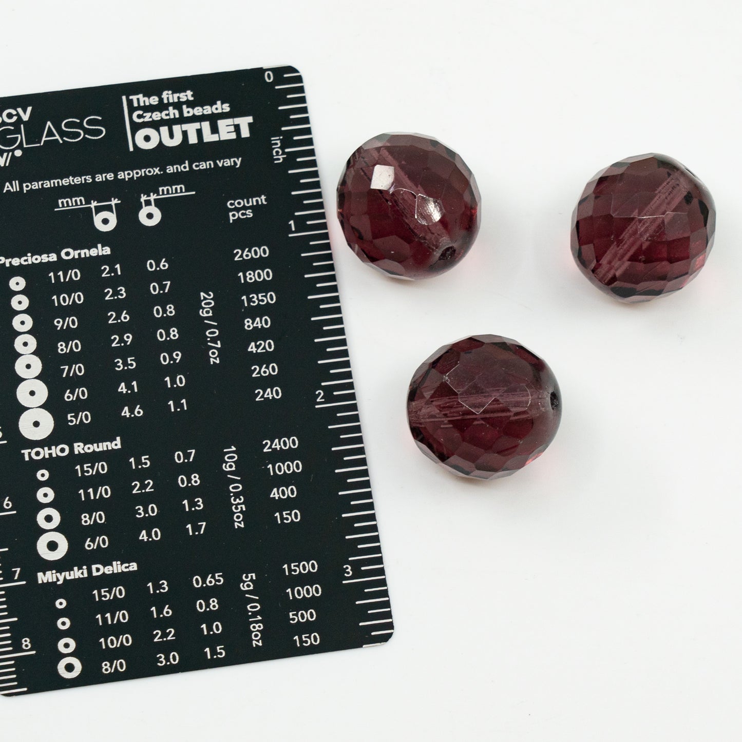 OUTLET 250g Faceted Round Fire Polished Beads, Amethyst (20060), Glass, Czech Republic