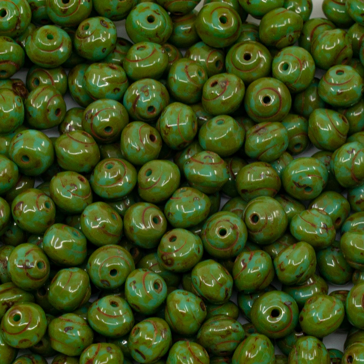 OUTLET 250g 圆形蜗牛珠,6 x 6 毫米,绿松石石灰华 (63130-86800),玻璃,捷克共和国