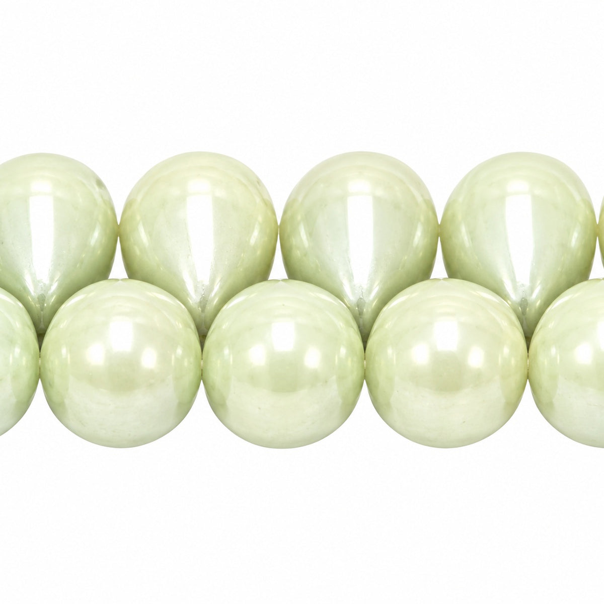 Drop Beads, White Luster Green Full Coated (02010-14457), Glass, Czech Republic