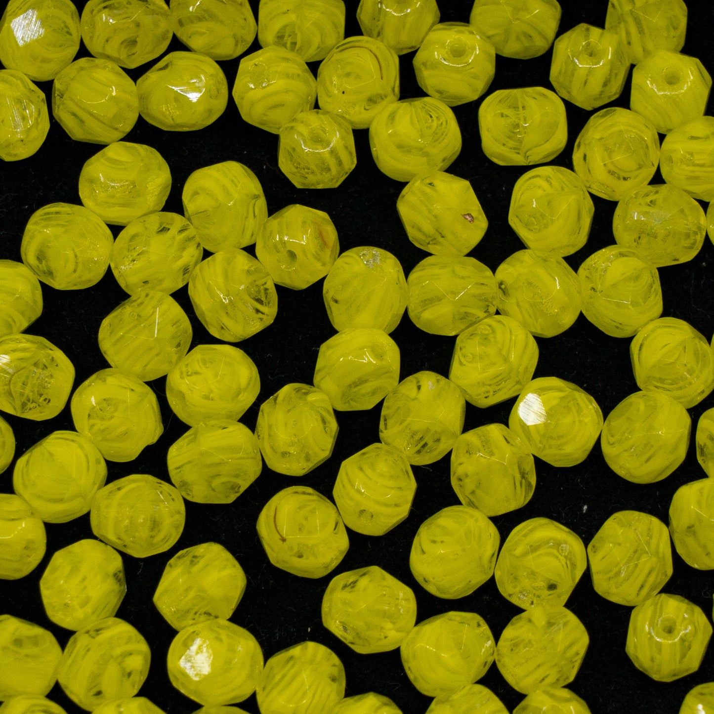 OUTLET 250g/50g Faceted Round Fire Polished Beads, 6 x 6 mm, Lime Mixed Colors (lime-mix), Glass, Czech Republic