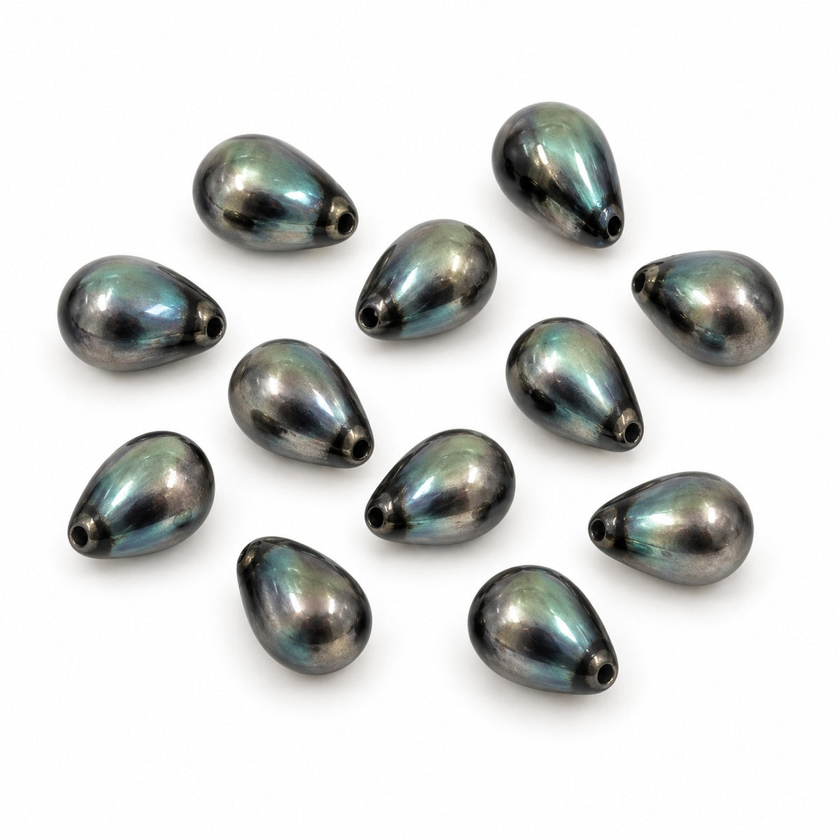 Drop Beads, Black 22500 (23980-22500), Glass, Czech Republic