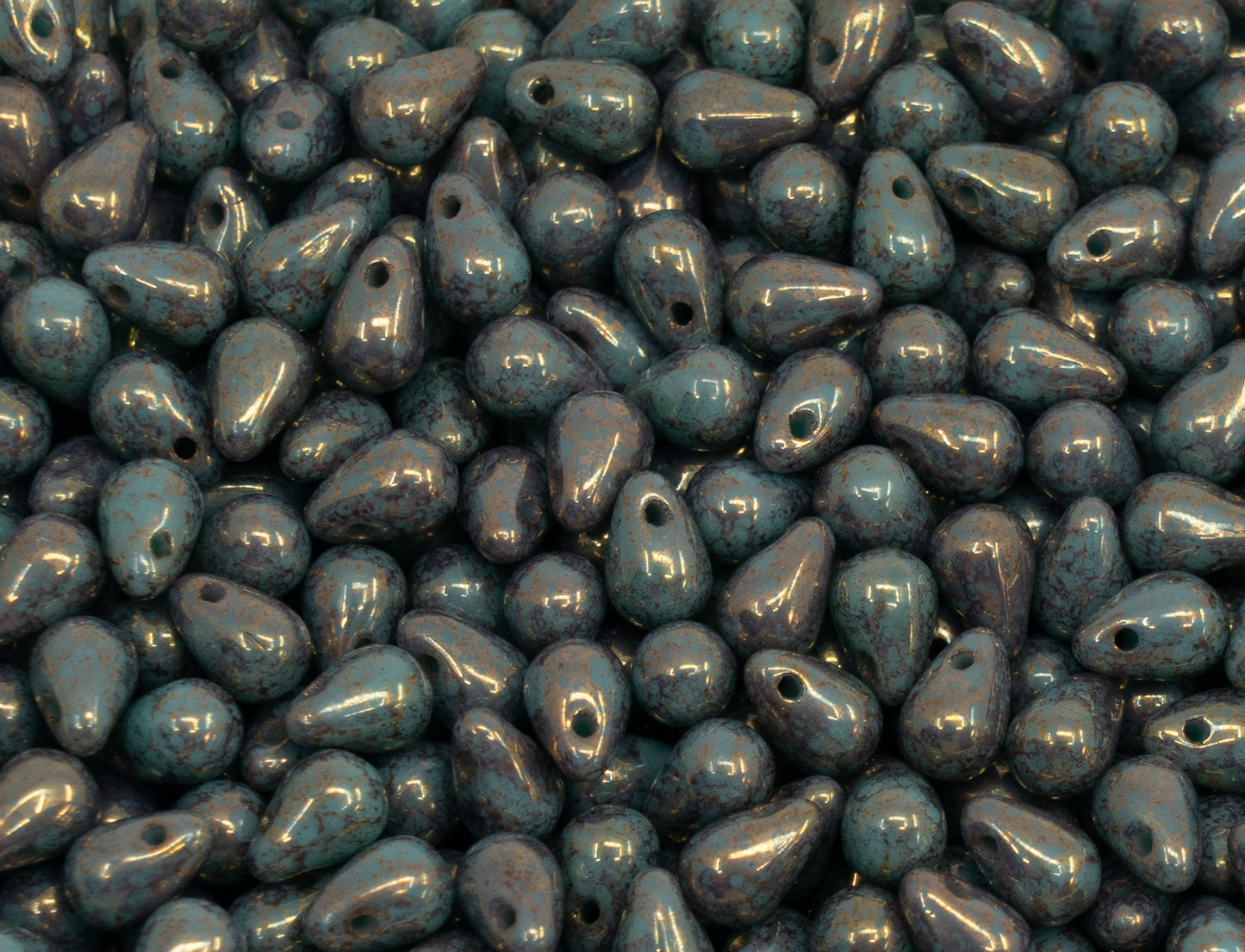 OUTLET 10 grams Drop Beads, 4 x 6 mm, Turquoise Terracotta Violet (63130-15496), Glass, Czech Republic