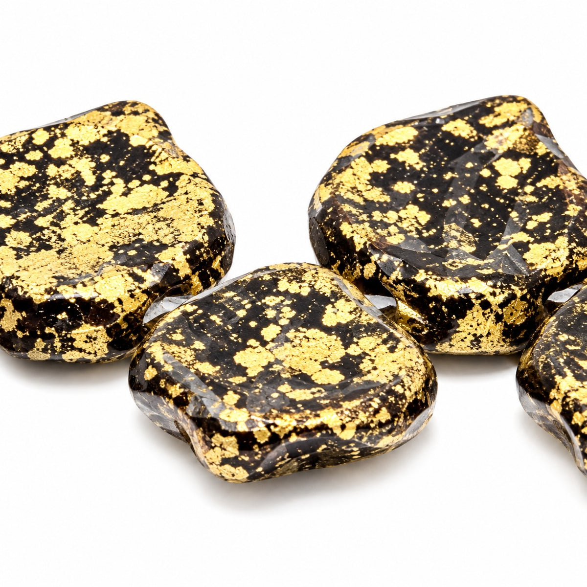 Peony Petal Beads, Black 47901 (23980-47901), Glass, Czech Republic