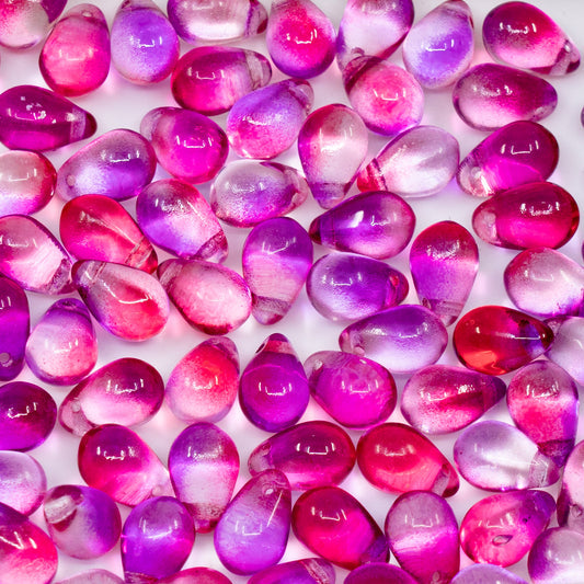 OUTLET 10 grams Drop Beads, 6 x 9 mm, Crystal Pink Purple (00030-48020), Glass, Czech Republic
