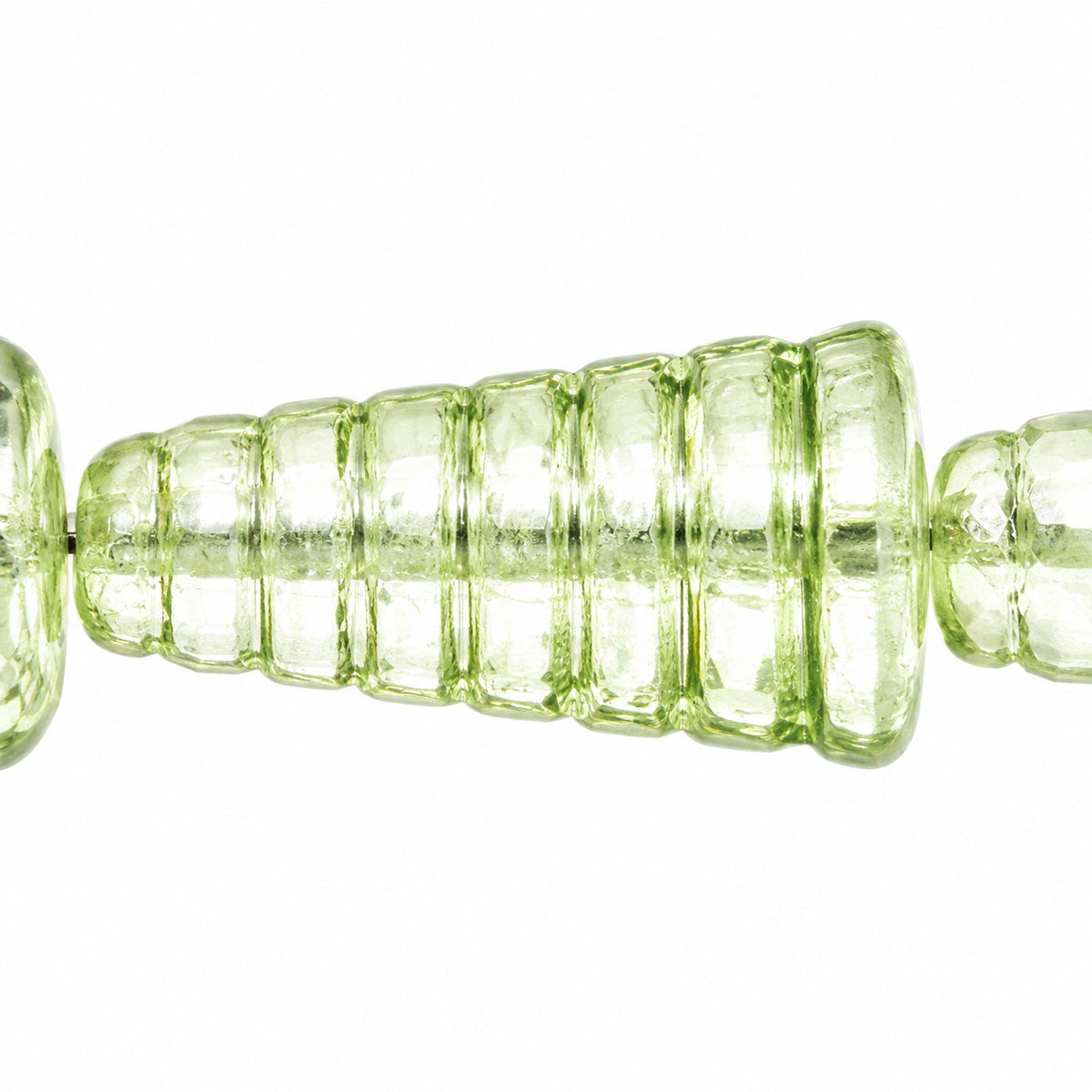 Cone Beads - Hole Through The Whole Bead, Crystal Luster Green Full Coated (00030-14457), Glass, Czech Republic