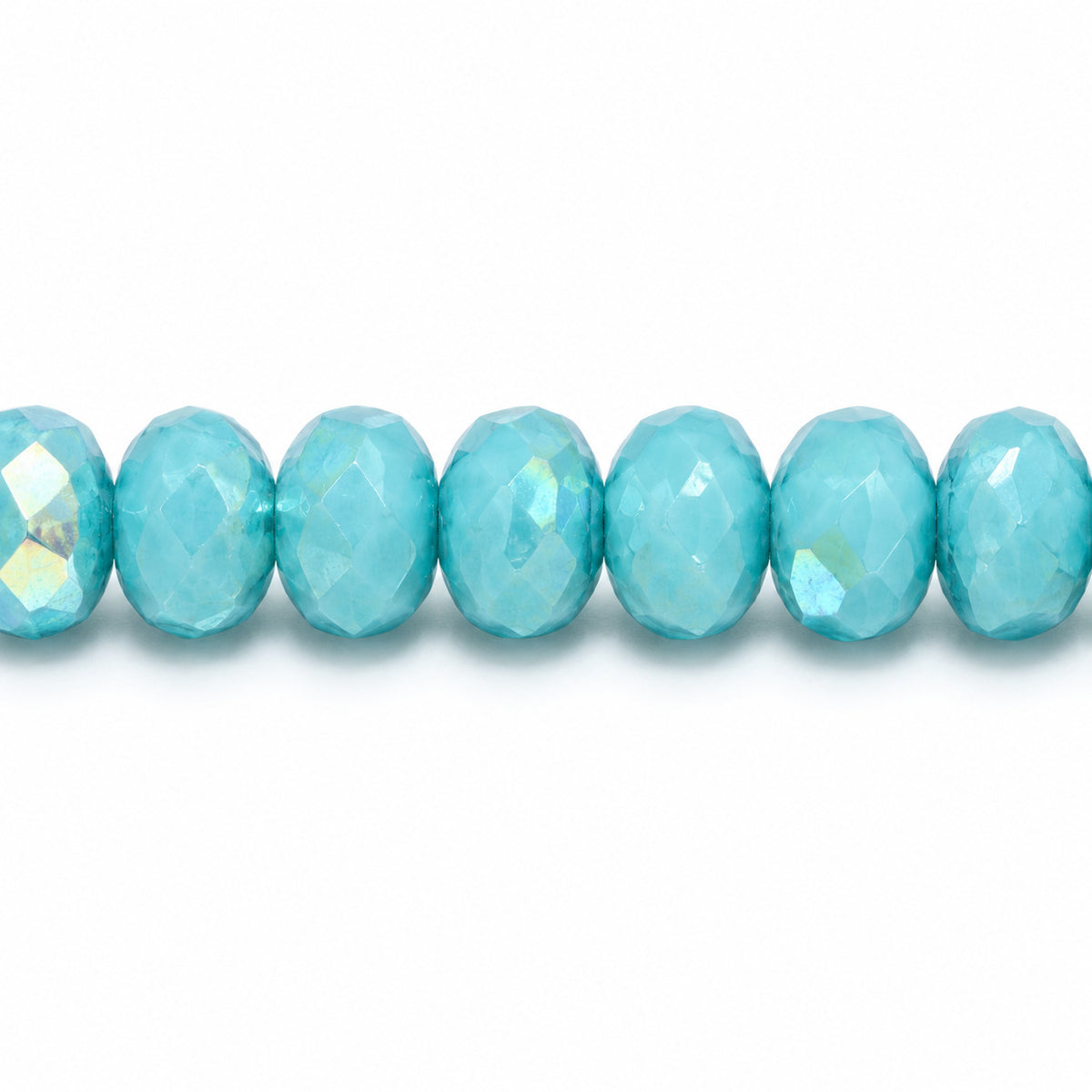 Special Cut Faceted Fire Polished Beads, Turquoise Blue Ab (63030-28701), Glass, Czech Republic