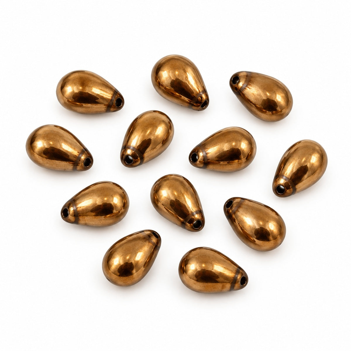 Drop Beads, Black Brass (23980-90215), Glass, Czech Republic