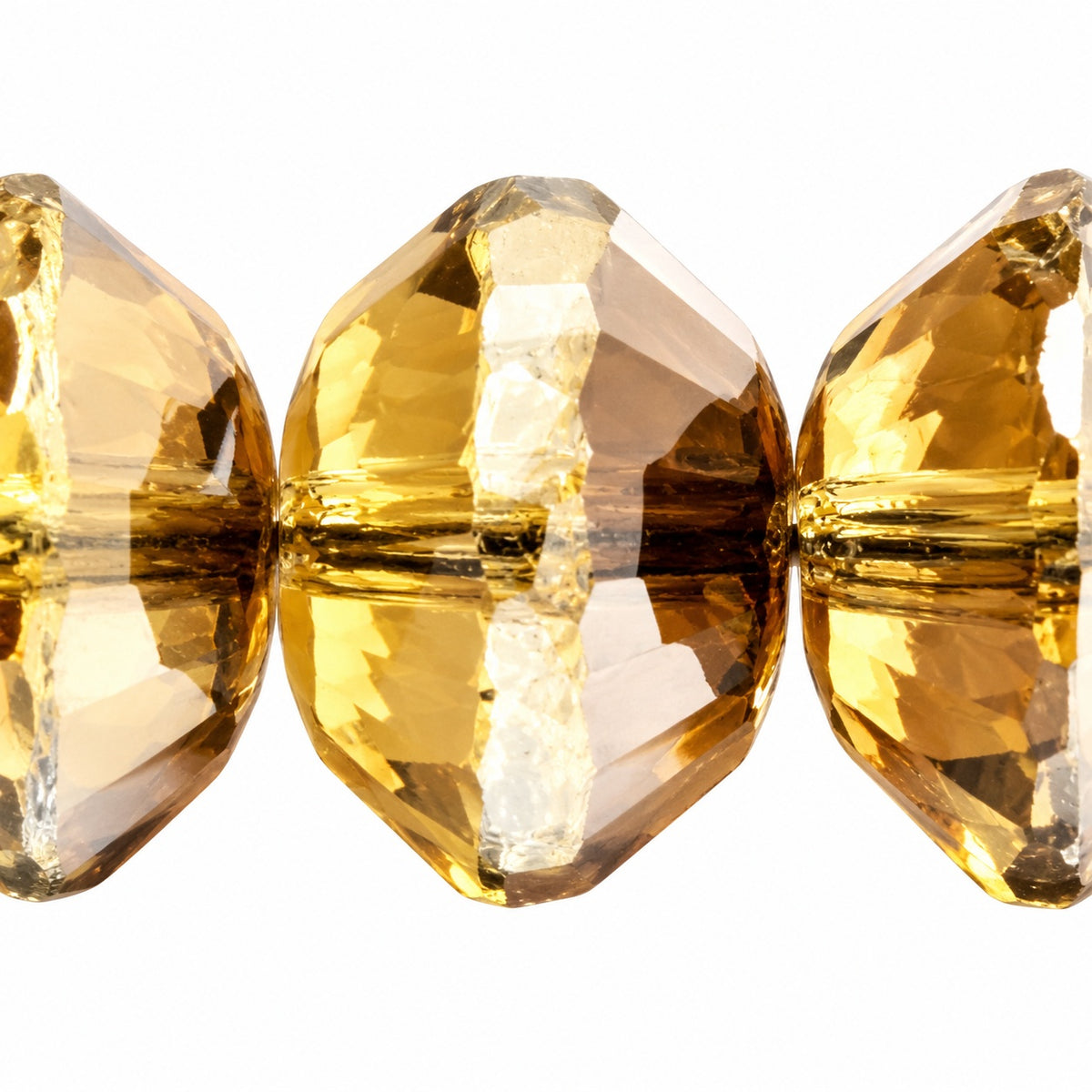Special Cut Faceted Fire Polished Beads, Transparent Yellow Chrom (80120-27401), Glass, Czech Republic