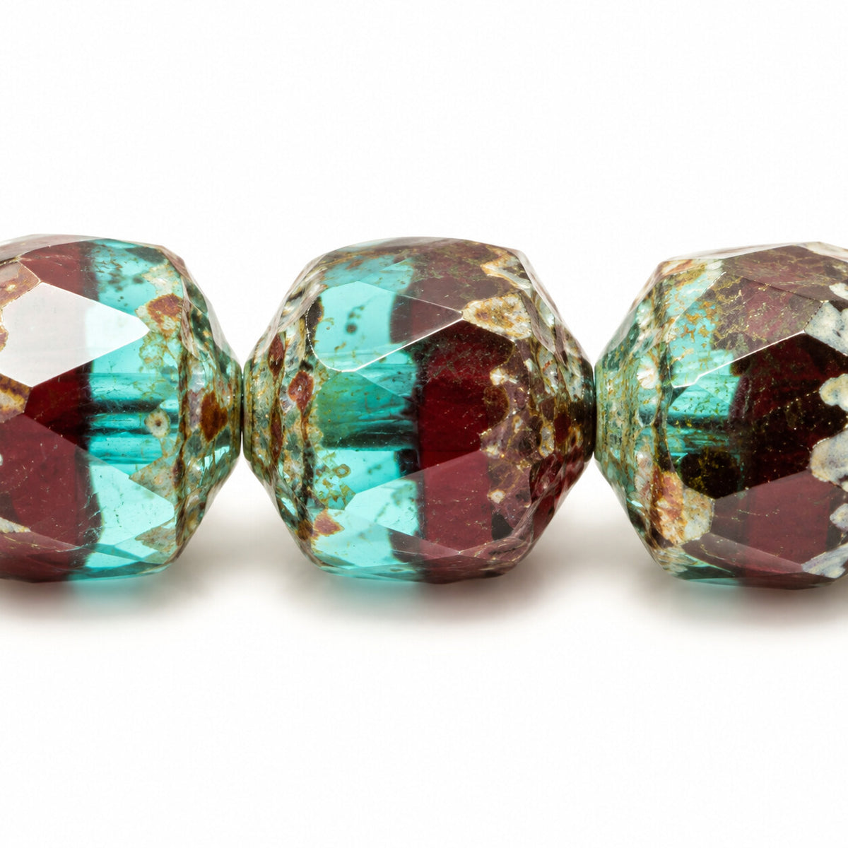 Cathedral Faceted Fire Polished Beads, X1015 Stain Strong (x1015-86805), Glass, Czech Republic