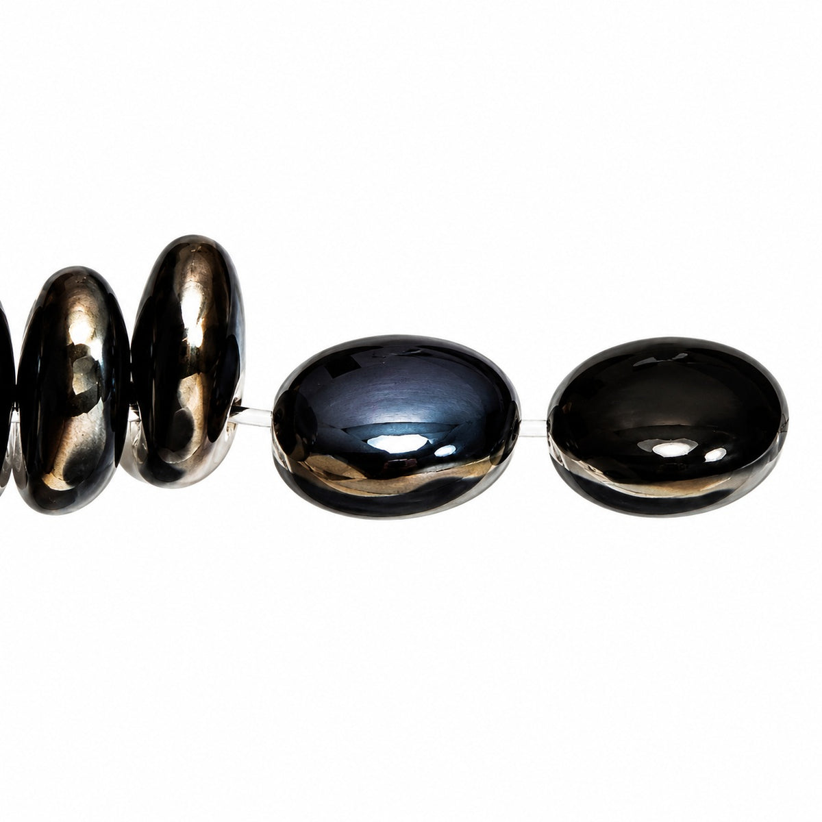 Lentil Round Beads, Black 23101 (23980-23101), Glass, Czech Republic