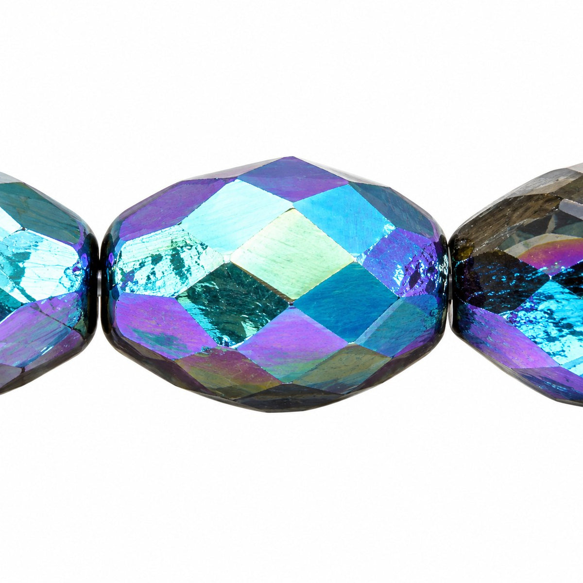 Oval Faceted Beads, Black 84510 Ab (23980-84510-28701), Glass, Czech Republic