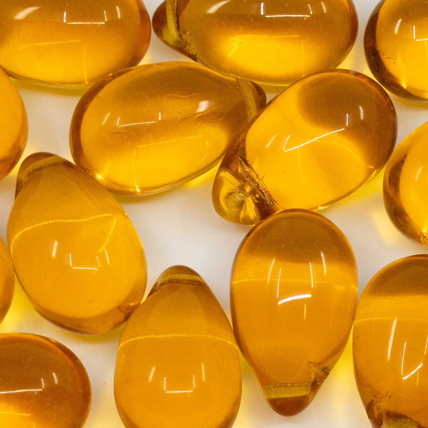 OUTLET Drop Beads, 14 x 23 mm, Transparent Brown (10090), Glass, Czech Republic