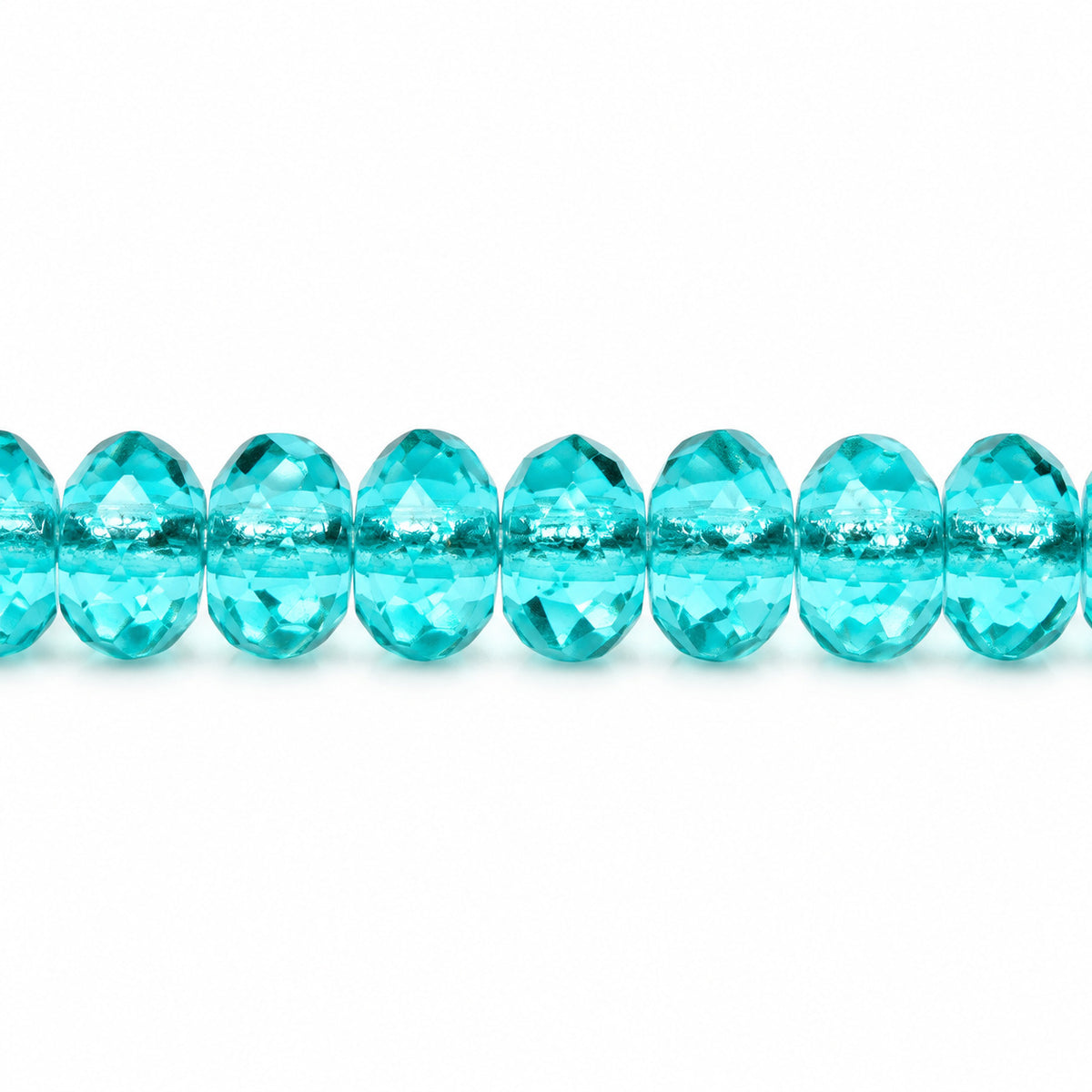 Special Cut Faceted Fire Polished Beads, Transparent Aqua (60140), Glass, Czech Republic
