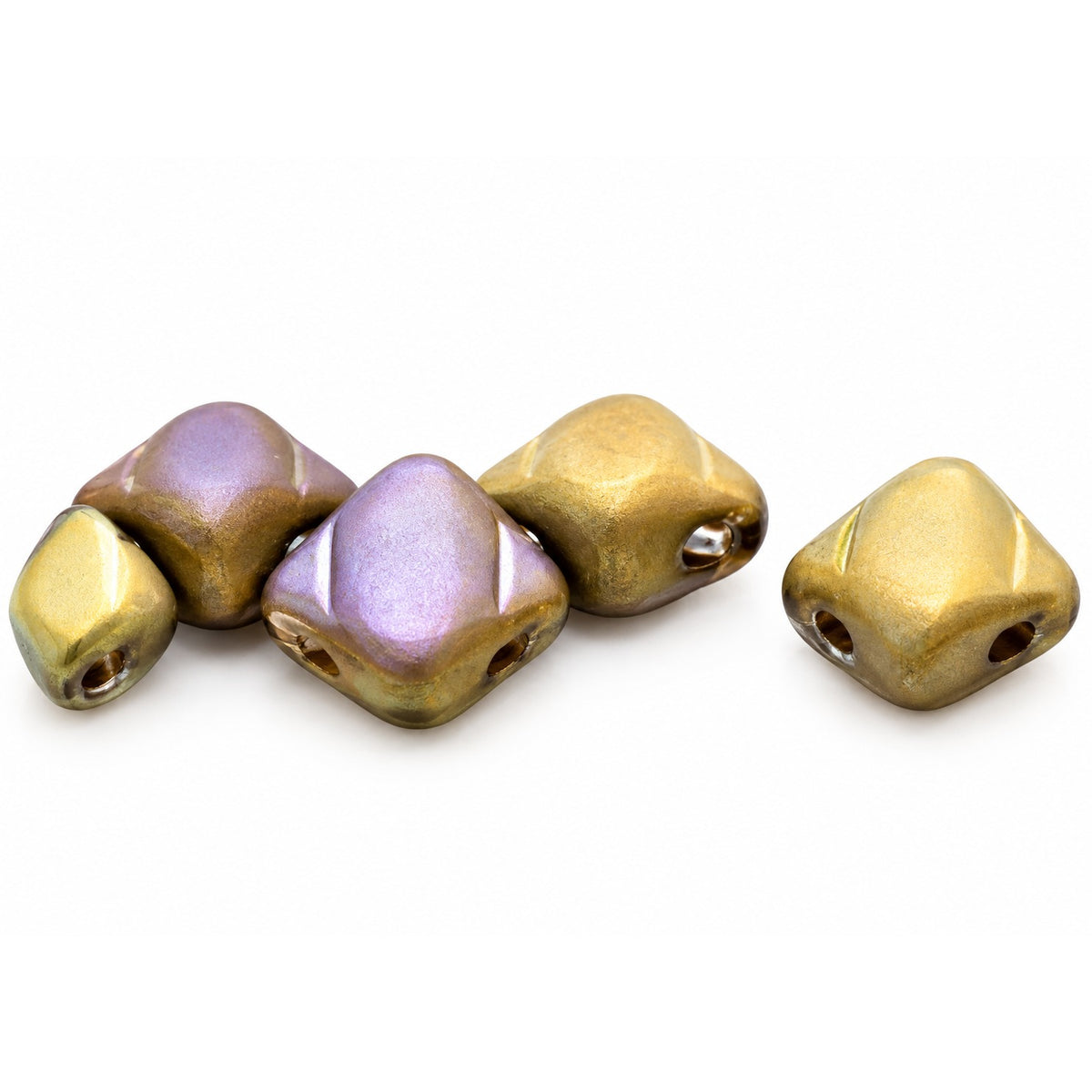 Silky 2-Hole Square Beads, Crystal 98857 (00030-98857), Glass, Czech Republic