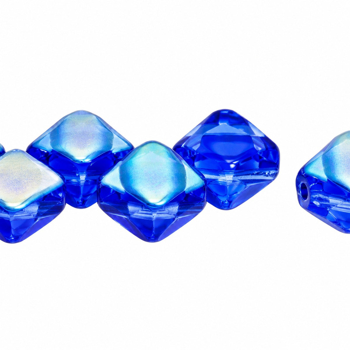 Silky 2-Hole Square Beads, Cobalt Ab (30050-28701), Glass, Czech Republic