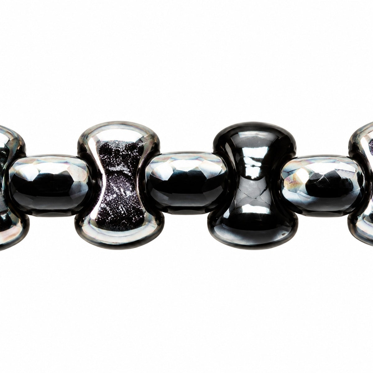 Shaped Pressed Beads, Black 23401 (23980-23401), Glass, Czech Republic
