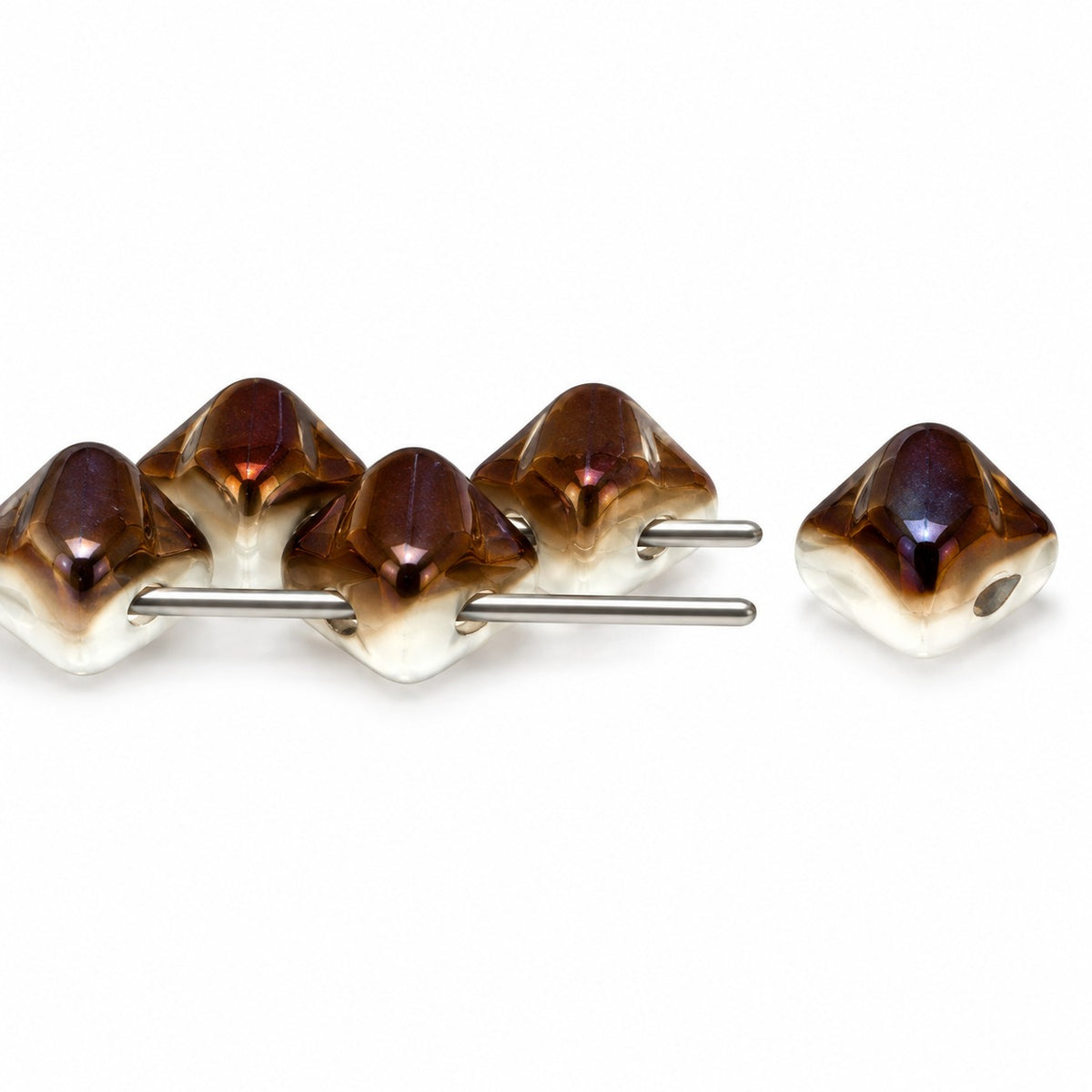 Silky 2-Hole Square Beads, Chalk White 22801 (03000-22801), Glass, Czech Republic