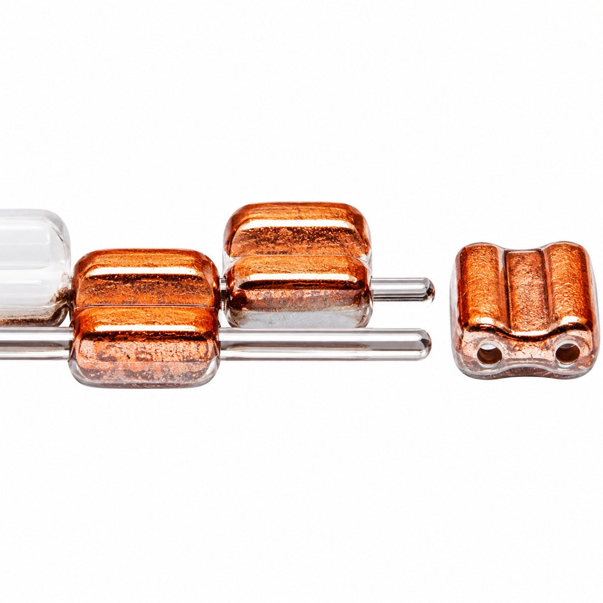Silky 2-Hole Square Beads, White Rose Gold Capri (02010-27101), Glass, Czech Republic