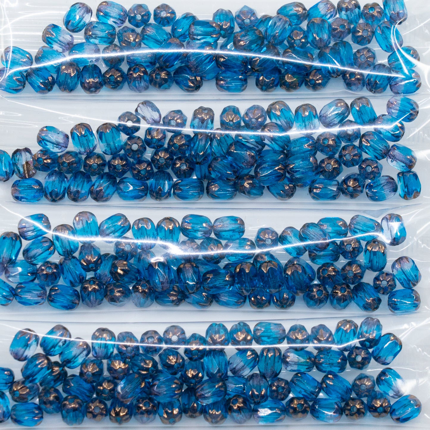 アウトレット ファセット加工 ファイヤーポリッシュビーズ 特別カット 10g 6×4mm X3126 ブロンズ (x3126-14415) ガラス製 チェコ共和国