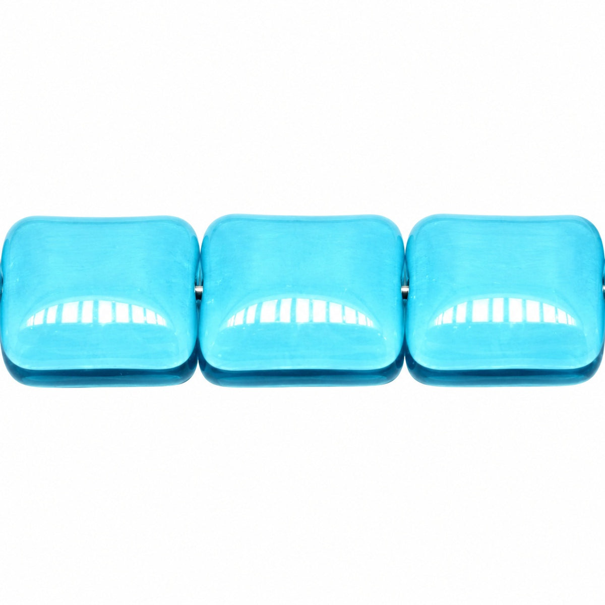 Square Beads, Blue (63020), Glass, Czech Republic
