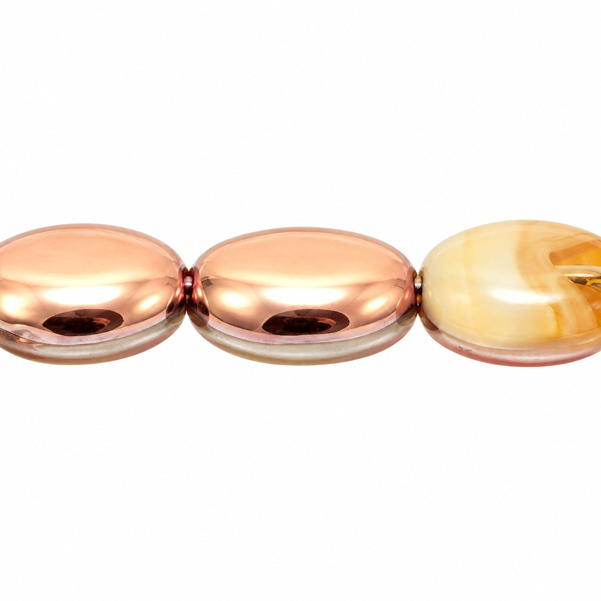 Oval Beads, X1925 Rose Gold Capri (x1925-27101), Glass, Czech Republic