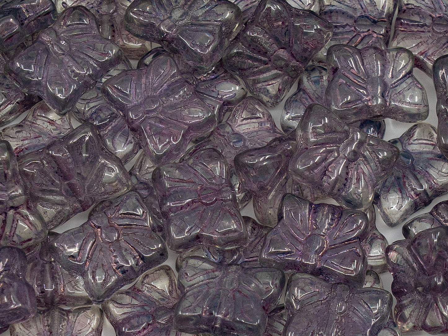 OUTLET 10 克蝴蝶珠,15 x 12 毫米,水晶光泽淡紫色 (00030-14494),玻璃,捷克共和国