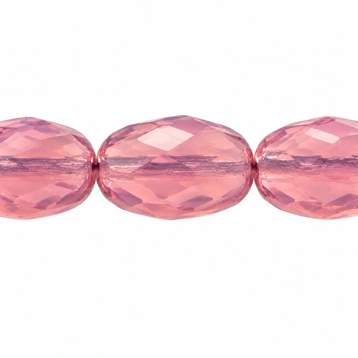 Oval Faceted Beads, Opal Pink (71010), Glass, Czech Republic