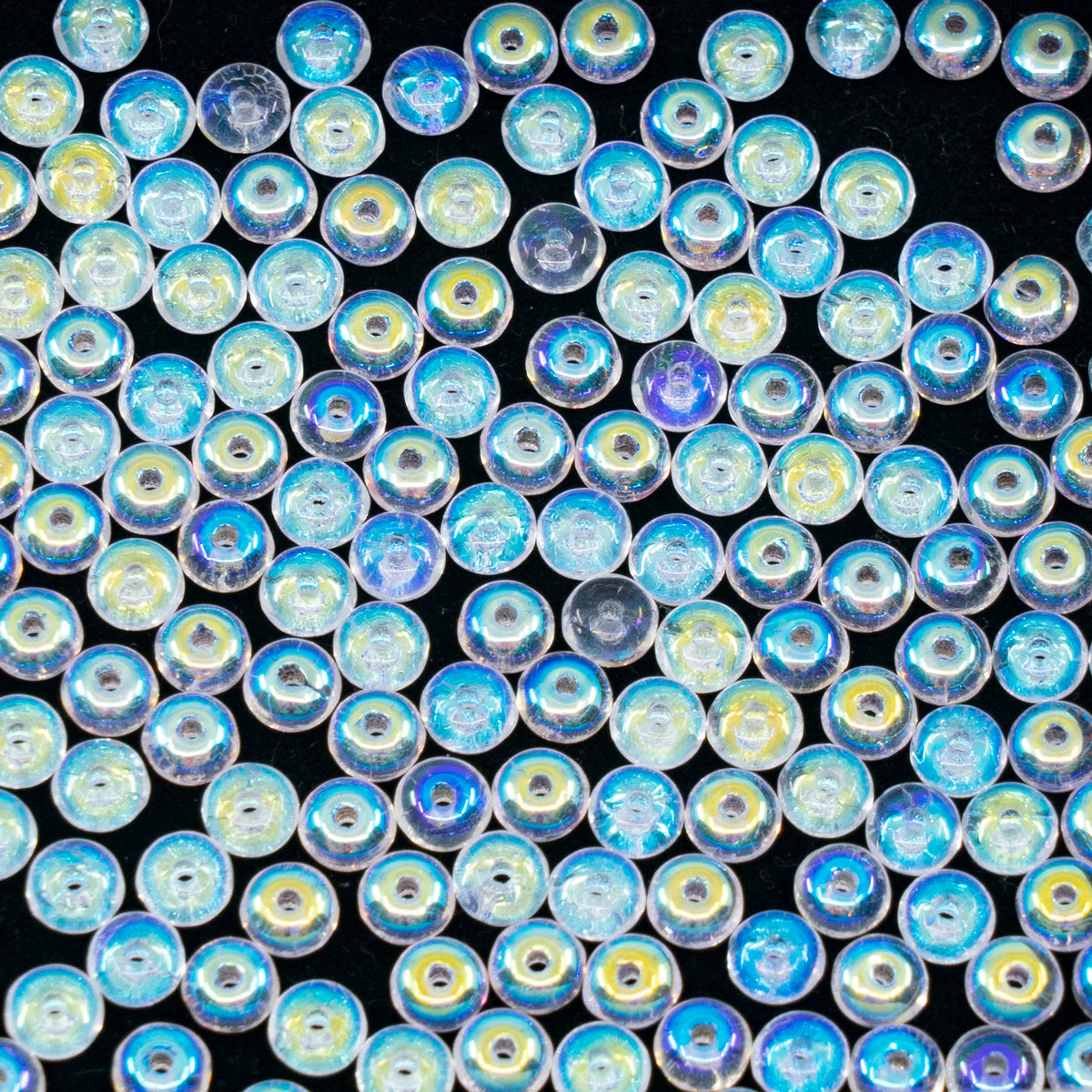 OUTLET 10 grams Rondelle Druck Beads, 4 x 4 mm, Crystal Ab (00030-28701), Glass, Czech Republic