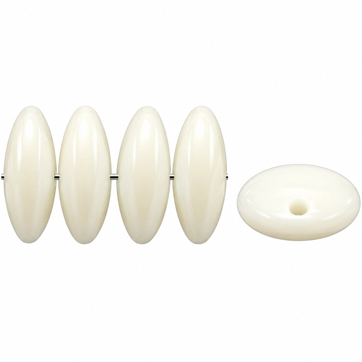 Lentil Round Beads, Chalk White (03000), Glass, Czech Republic
