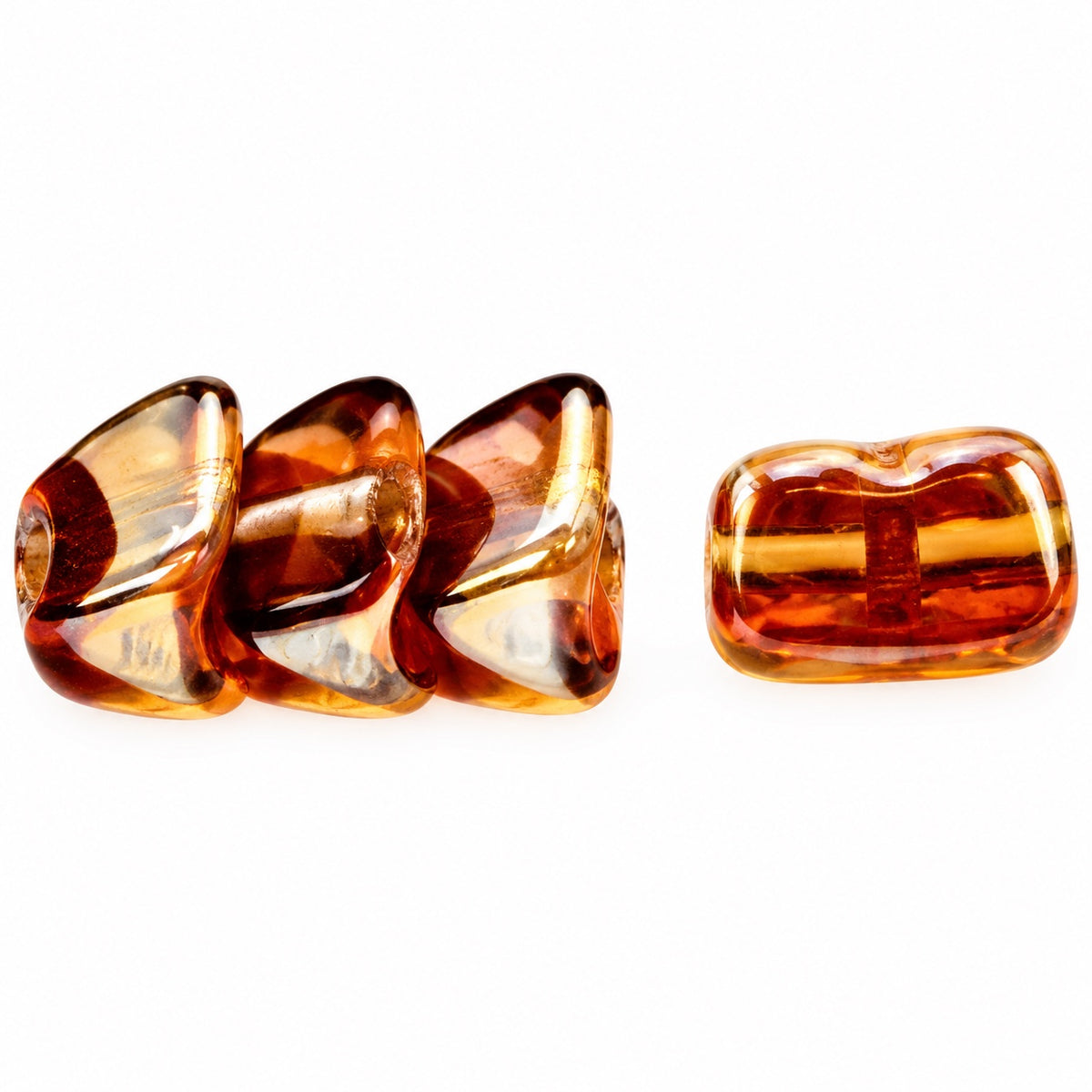 Dome Beads With Middle Hole, Crystal 23401 (00030-23401), Glass, Czech Republic