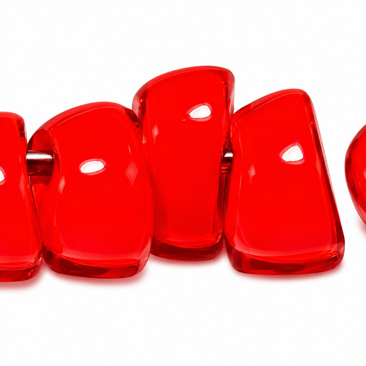 Large Hole Assymetrical Beads, Red (93190), Glass, Czech Republic