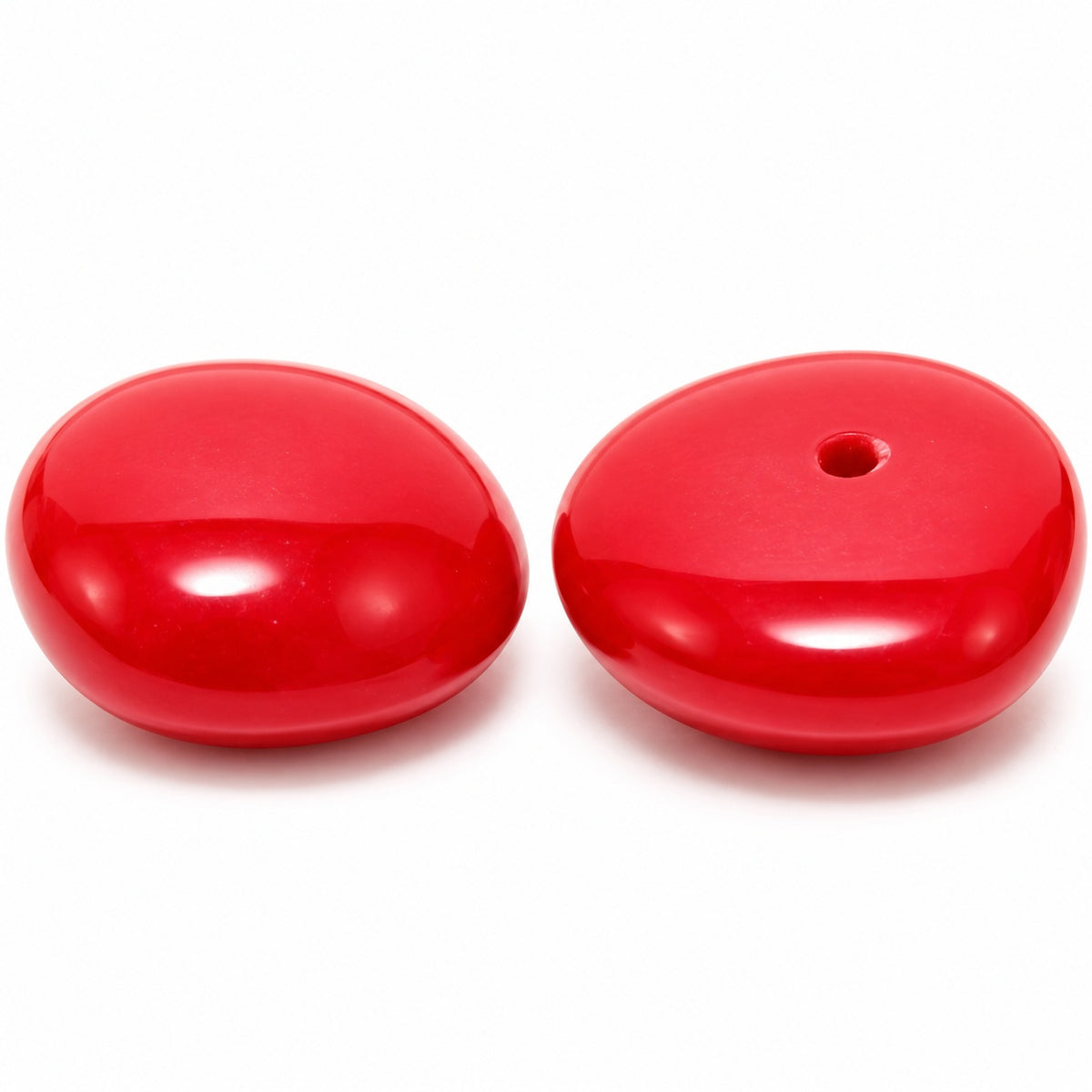 Rondelle Disc Pressed Beads, Opaque Red (93220), Glass, Czech Republic