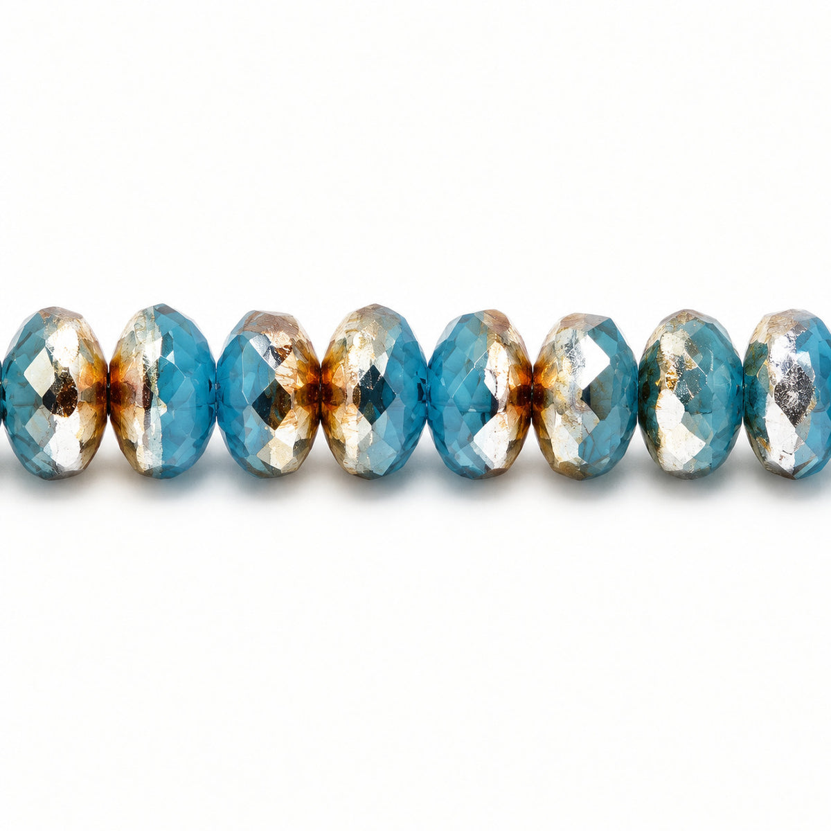 Special Cut Faceted Fire Polished Beads, Blue Volcano (63050-28001), Glass, Czech Republic