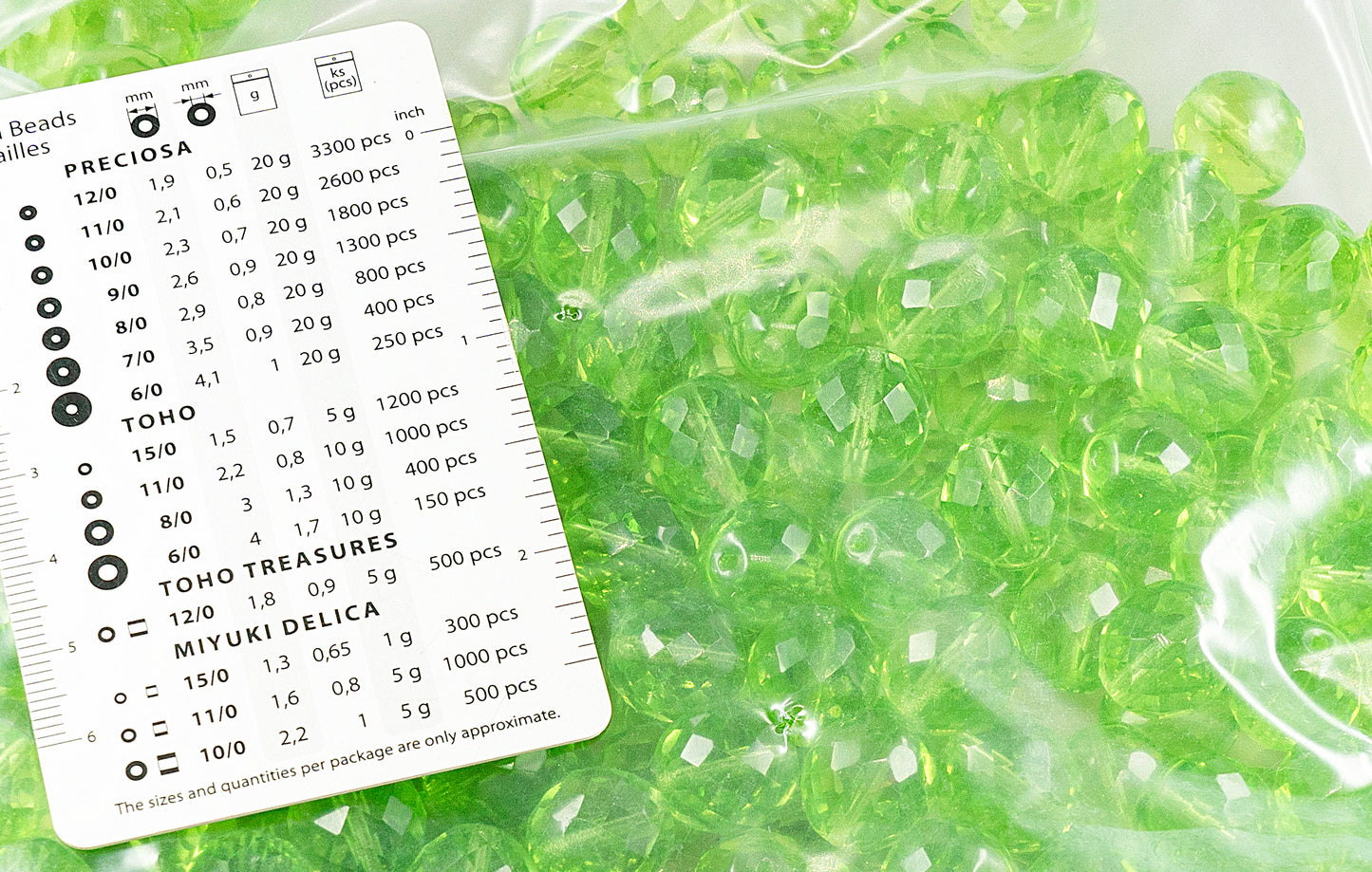 アウトレット 250g ファセット加工 ファイアポリッシュ ラウンドビーズ 14 x 14 mm 透明グリーン (50400) ガラス チェコ共和国