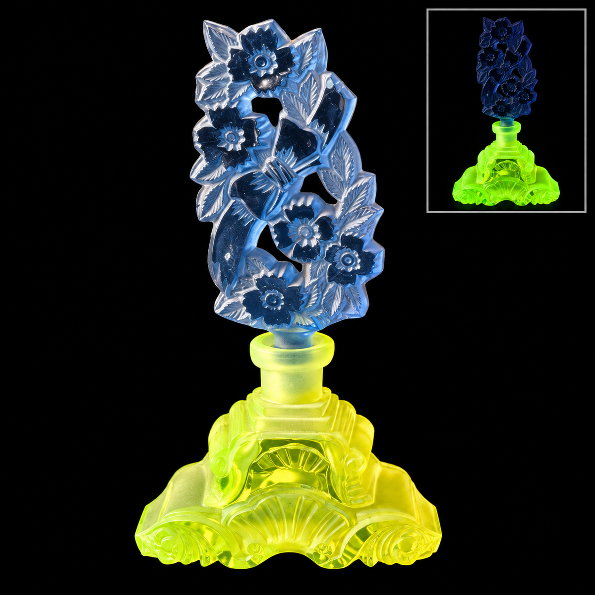 Uranium Vintage Bohemia Glass Perfume Bottle, Czech Republic, OUTLET